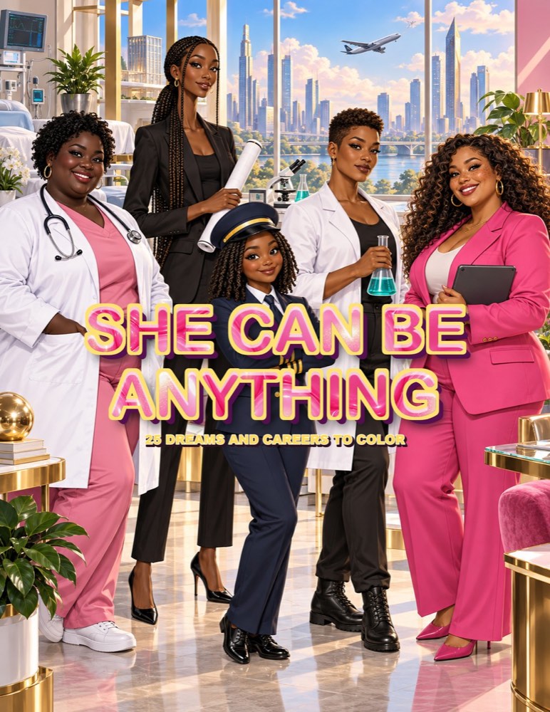 She Can Be Anything Career Coloring Book cover